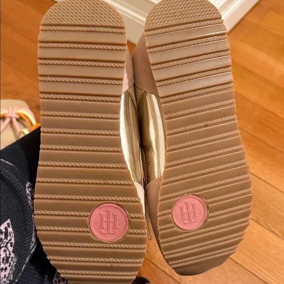 Tommy Hilfiger Women's Metallic Gold and Blush Sneakers - Picture 3 of 5